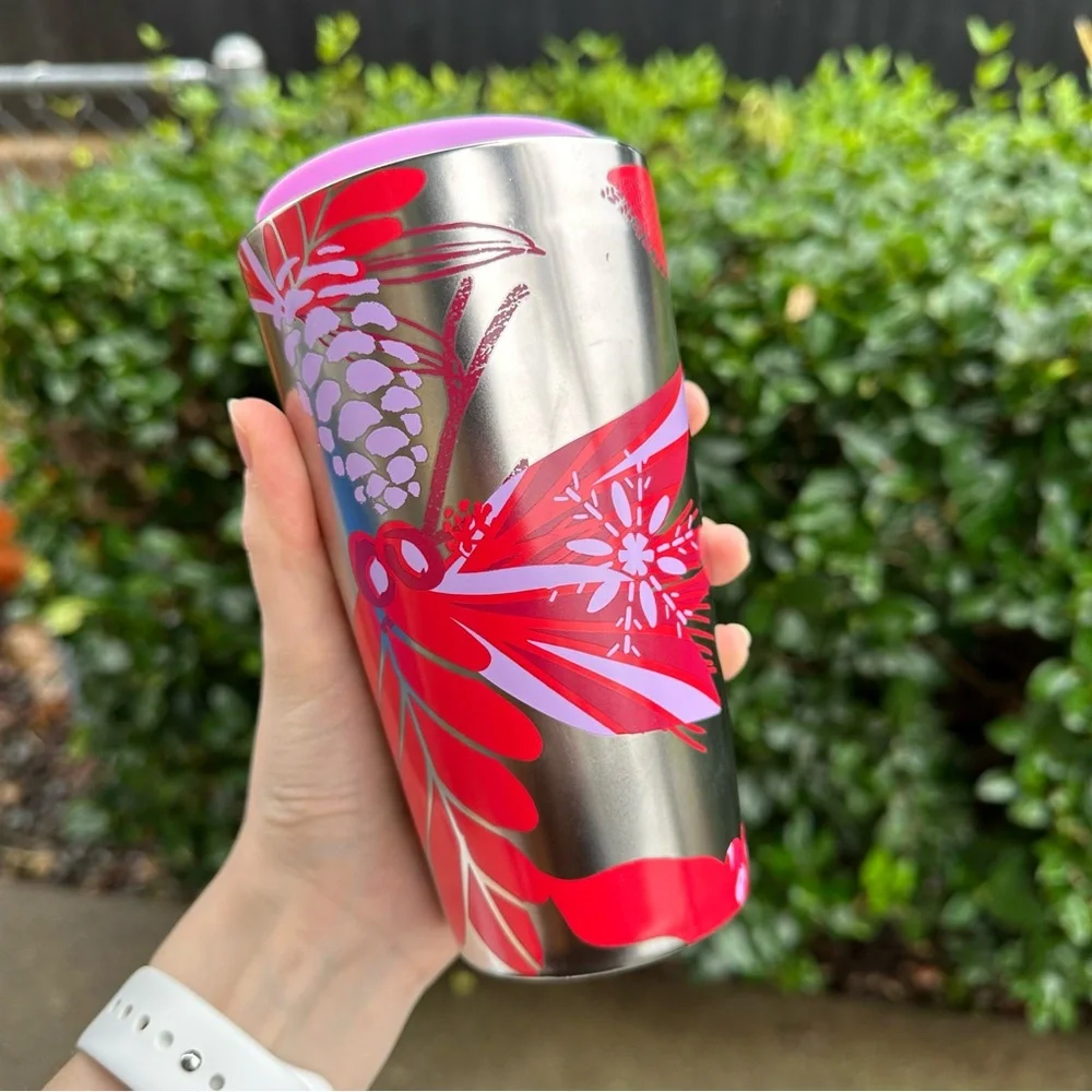 Starbucks 2021 Holiday Double Wall Ceramic Pinecone Tumbler Mug Silver Metallic